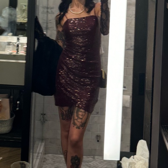 Emerald Sunday Sprakly Cranberry Red Mini Dress - Picture 2 of 7